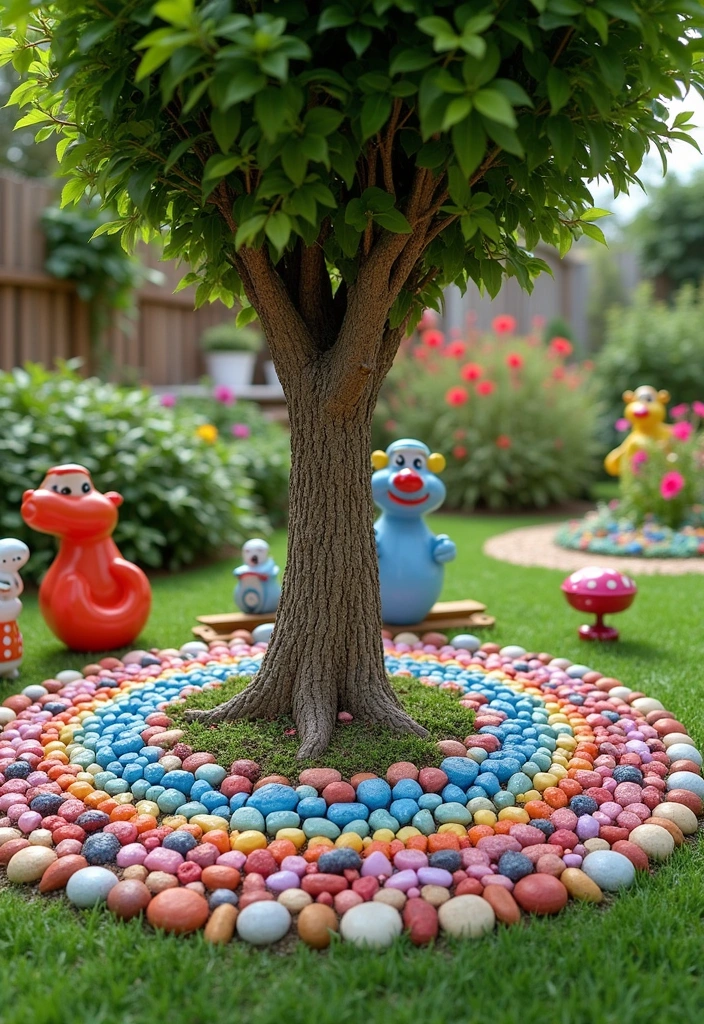 19 Creative Tree Edging Ideas That Will Leave Your Neighbors Speechless! - 9. Whimsical Pebble Edging