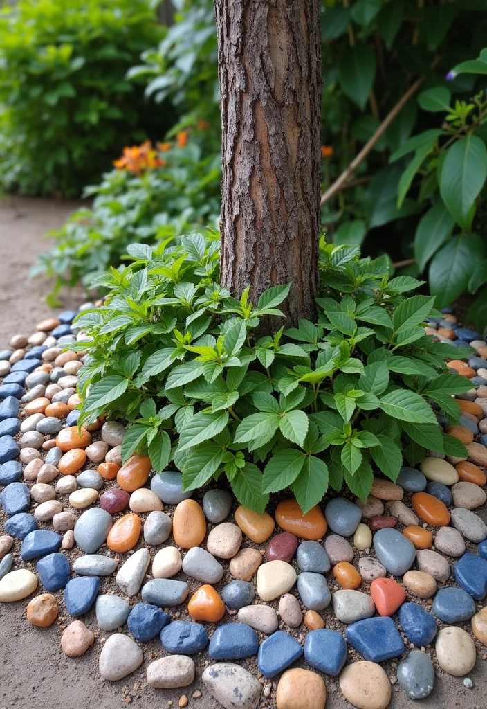 20 DIY Garden Edging Ideas Around Trees That Will Wow Your Guests! - 14. Pebble Mosaic Edging