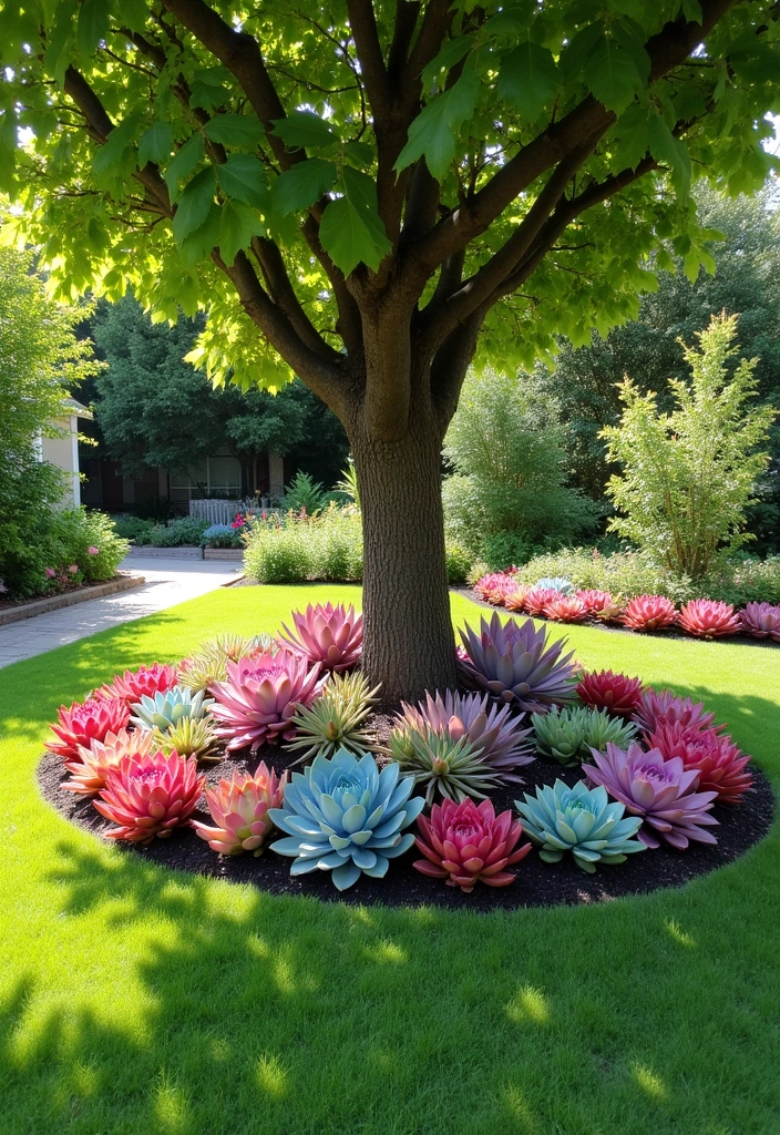 20 DIY Garden Edging Ideas Around Trees That Will Wow Your Guests! - 15. Succulent Garden Edging