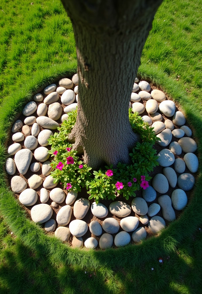 20 DIY Garden Edging Ideas Around Trees That Will Wow Your Guests! - 2. Stone Ring Edging