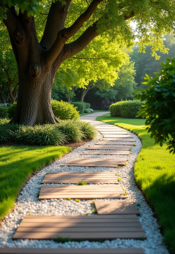 20 DIY Garden Edging Ideas Around Trees That Will Wow Your Guests! - 4. Gravel and Paver Pathway