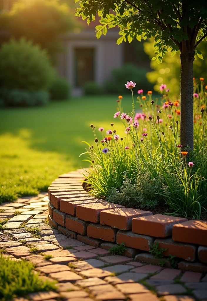 20 DIY Garden Edging Ideas Around Trees That Will Wow Your Guests! - 6. Reclaimed Brick Border