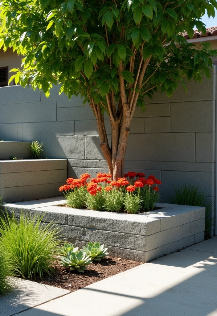 20 DIY Garden Edging Ideas Around Trees That Will Wow Your Guests! - 8. Concrete Block Edging