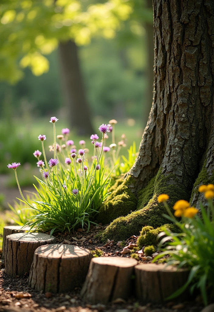 24 Beautiful Edging Ideas Around Trees to Create a Stunning Aesthetic Garden (You Won't Believe #15!) - 1. Rustic Wooden Edging