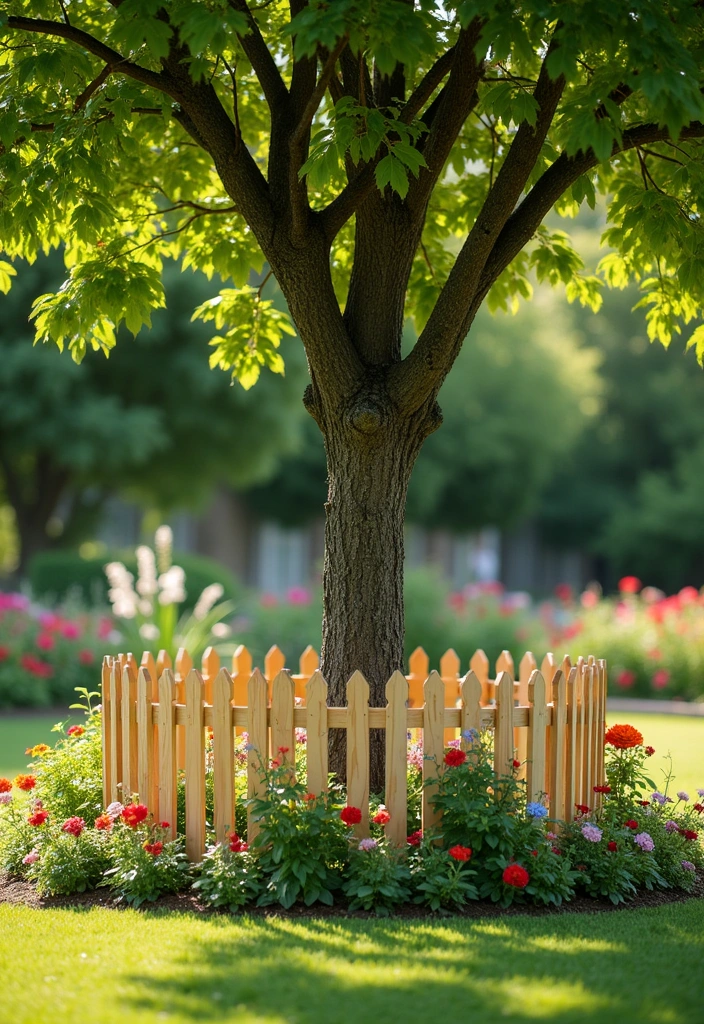 24 Beautiful Edging Ideas Around Trees to Create a Stunning Aesthetic Garden (You Won't Believe #15!) - 18. Subtle Border Fencing