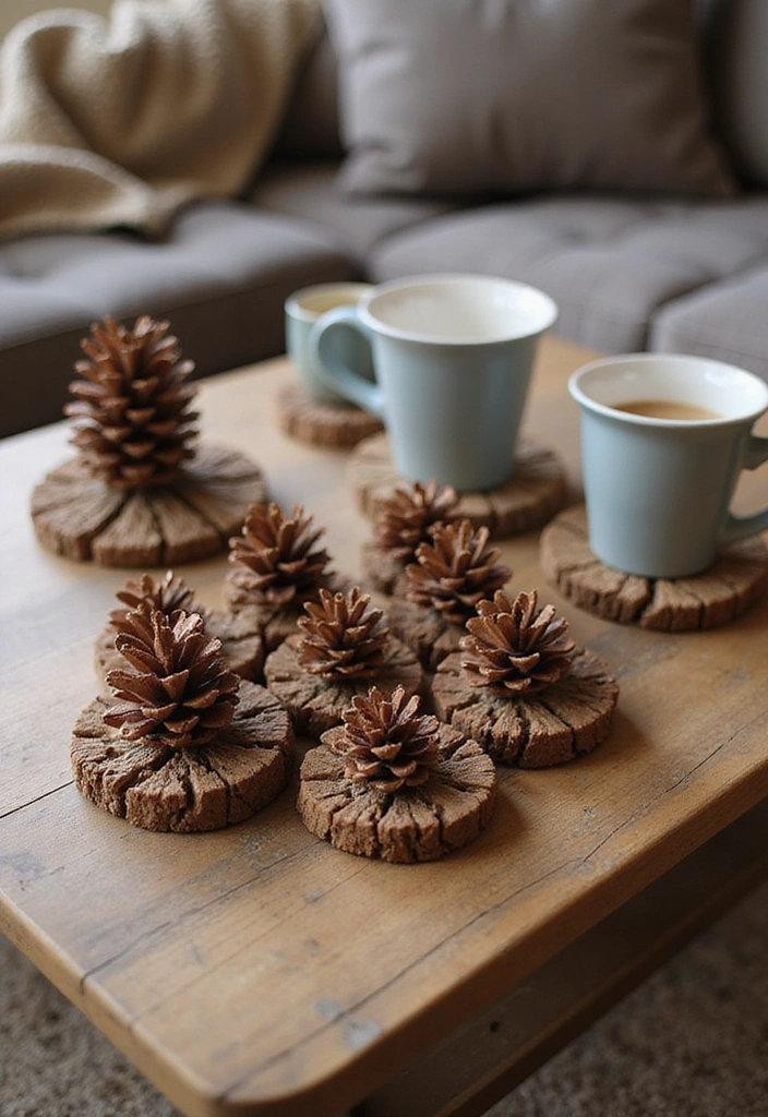 10 Easy Pine Cone Crafts That Anyone Can Do (No Experience Needed!) - 6. Pine Cone Coasters