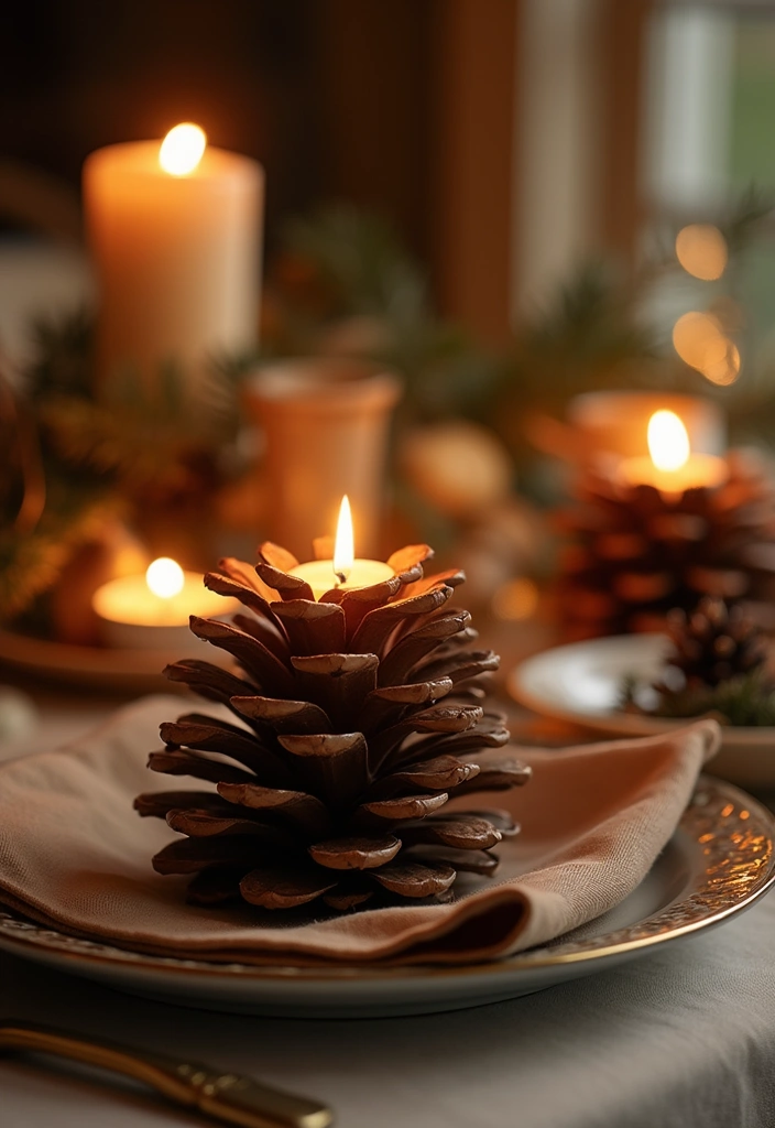 10 Easy Pine Cone Crafts That Anyone Can Do (No Experience Needed!) - 8. Pine Cone Candle Holders