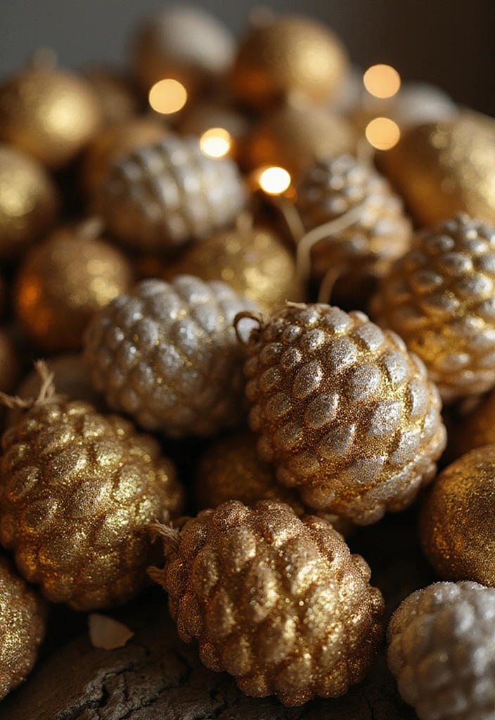 13 Pine Cone Ornaments That Will Make Your Holidays Sparkle (DIY Magic Awaits!) - 1. Glittery Glam Pine Cone Ornaments