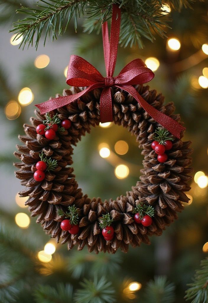 13 Pine Cone Ornaments That Will Make Your Holidays Sparkle (DIY Magic Awaits!) - 10. Pine Cone Wreath Ornaments