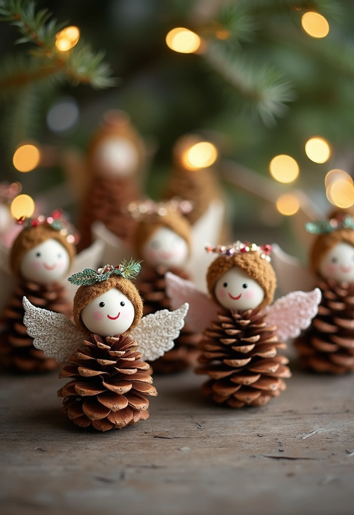 13 Pine Cone Ornaments That Will Make Your Holidays Sparkle (DIY Magic Awaits!) - 11. Pine Cone Angel Ornaments
