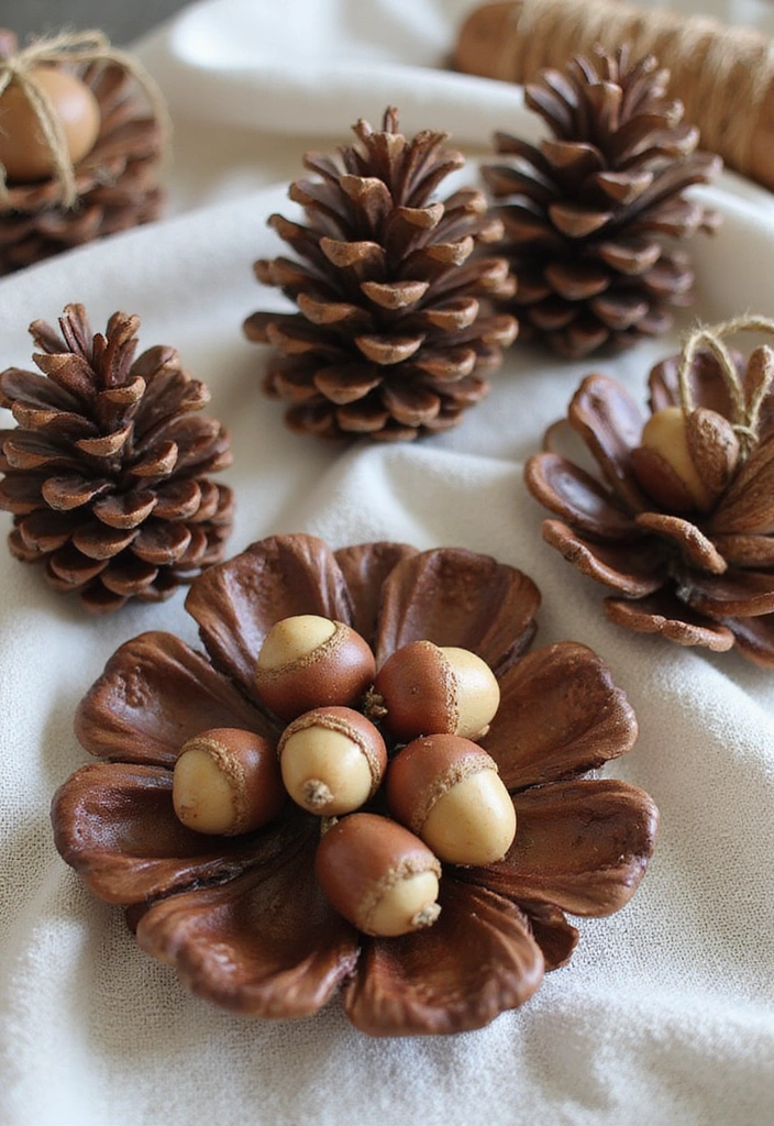 13 Pine Cone Ornaments That Will Make Your Holidays Sparkle (DIY Magic Awaits!) - 4. Pine Cone and Acorn Mix