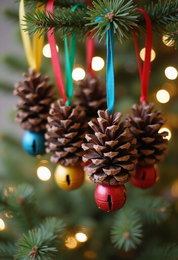 13 Pine Cone Ornaments That Will Make Your Holidays Sparkle (DIY Magic Awaits!) - 6. Pine Cone Bell Ornaments