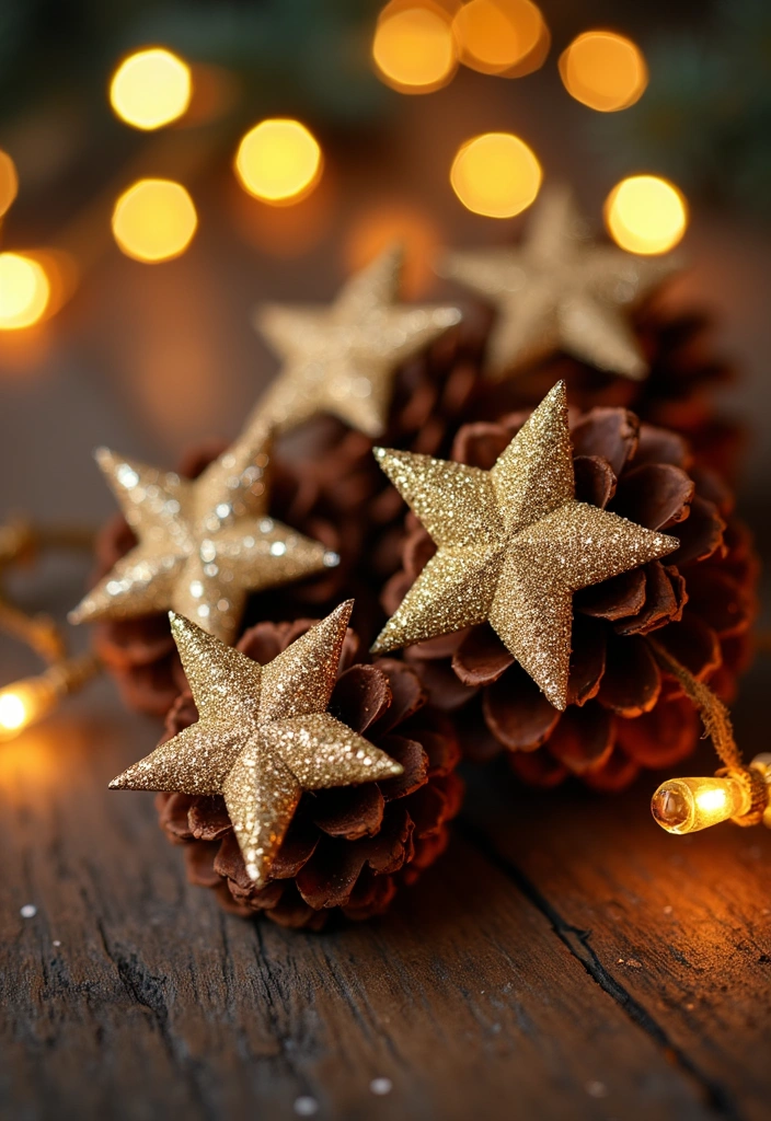 13 Pine Cone Ornaments That Will Make Your Holidays Sparkle (DIY Magic Awaits!) - 7. Pine Cone Star Ornaments