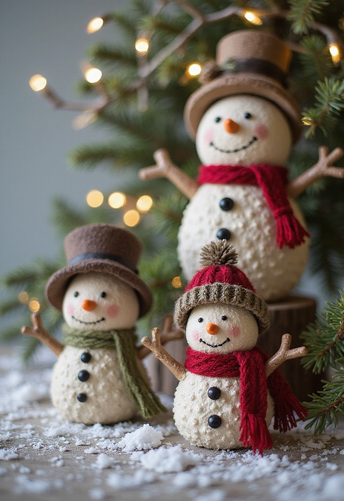 13 Pine Cone Ornaments That Will Make Your Holidays Sparkle (DIY Magic Awaits!) - 9. Pine Cone Snowman Ornaments