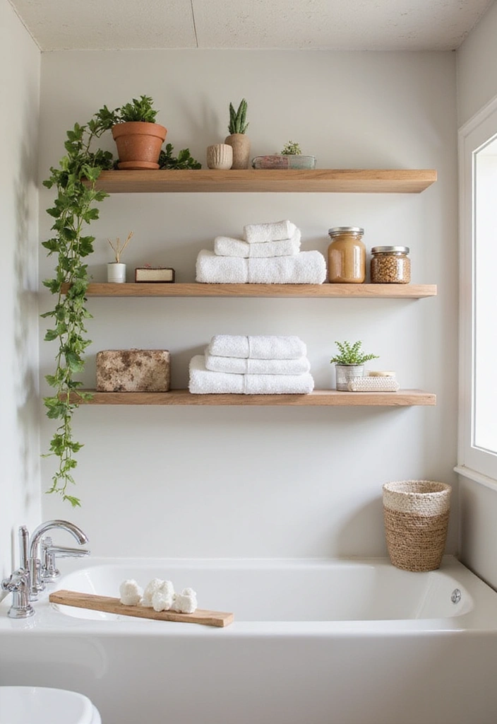 14 Decorative Bathroom Storage Ideas That'll Elevate Your Aesthetic! - 1. Chic Floating Shelves