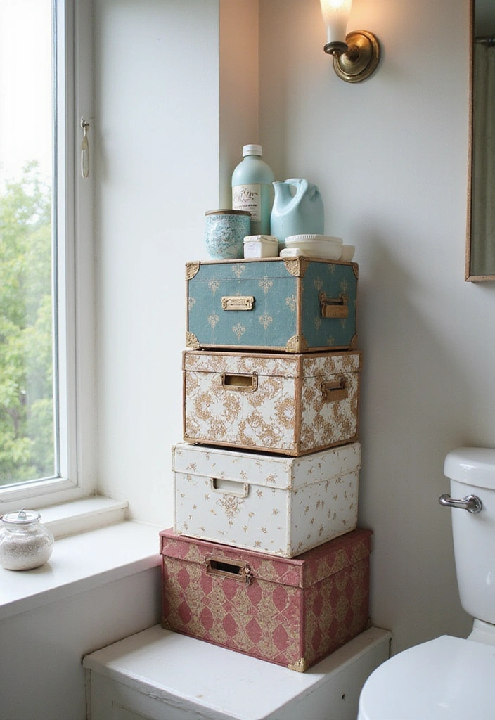 14 Decorative Bathroom Storage Ideas That'll Elevate Your Aesthetic! - 13. Decorative Storage Boxes