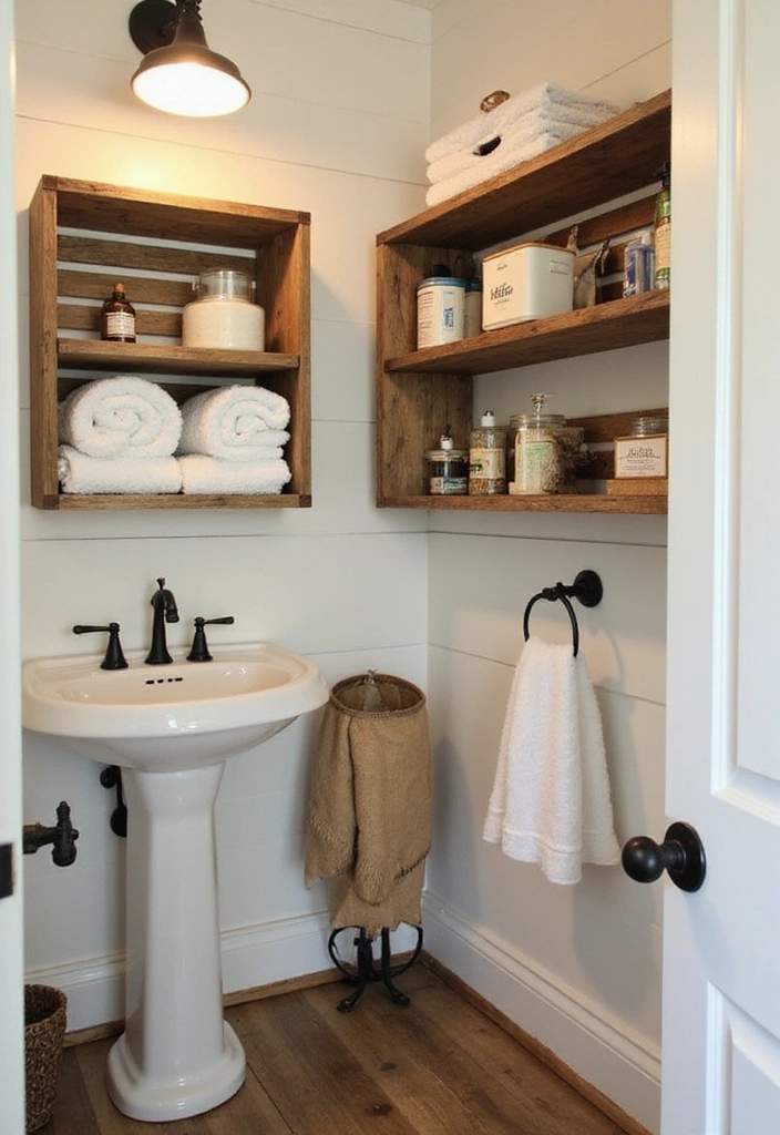 14 Decorative Bathroom Storage Ideas That'll Elevate Your Aesthetic! - 7. Repurposed Wooden Crates