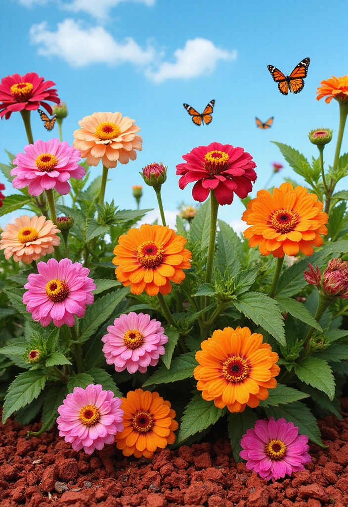 14 Perfect Plants to Pair with Red Mulch for a Vibrant Garden Makeover! - 6. Cheerful Zinnias: A Splash of Color