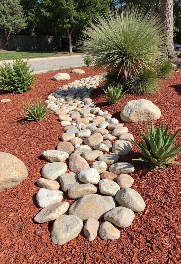 14 Seasonal Red Mulch Landscaping Ideas for Year-Round Beauty! - 6. Rock Gardens with Red Mulch