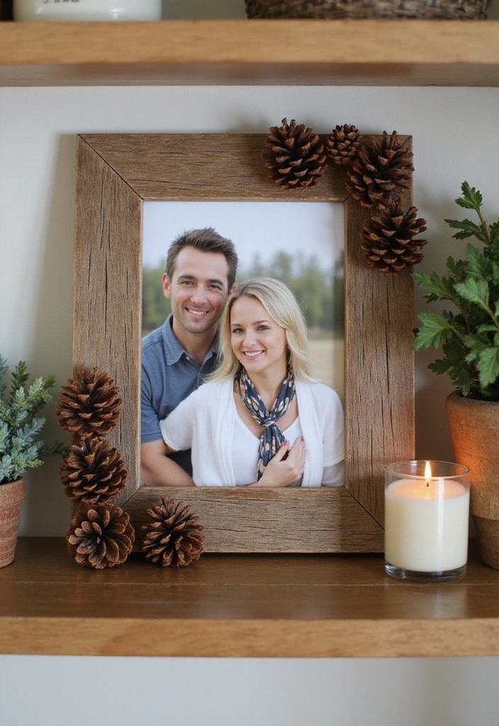15 Pine Cone Decorations That’ll Transform Your Home into a Cozy Retreat! - 10. Pine Cone Picture Frames