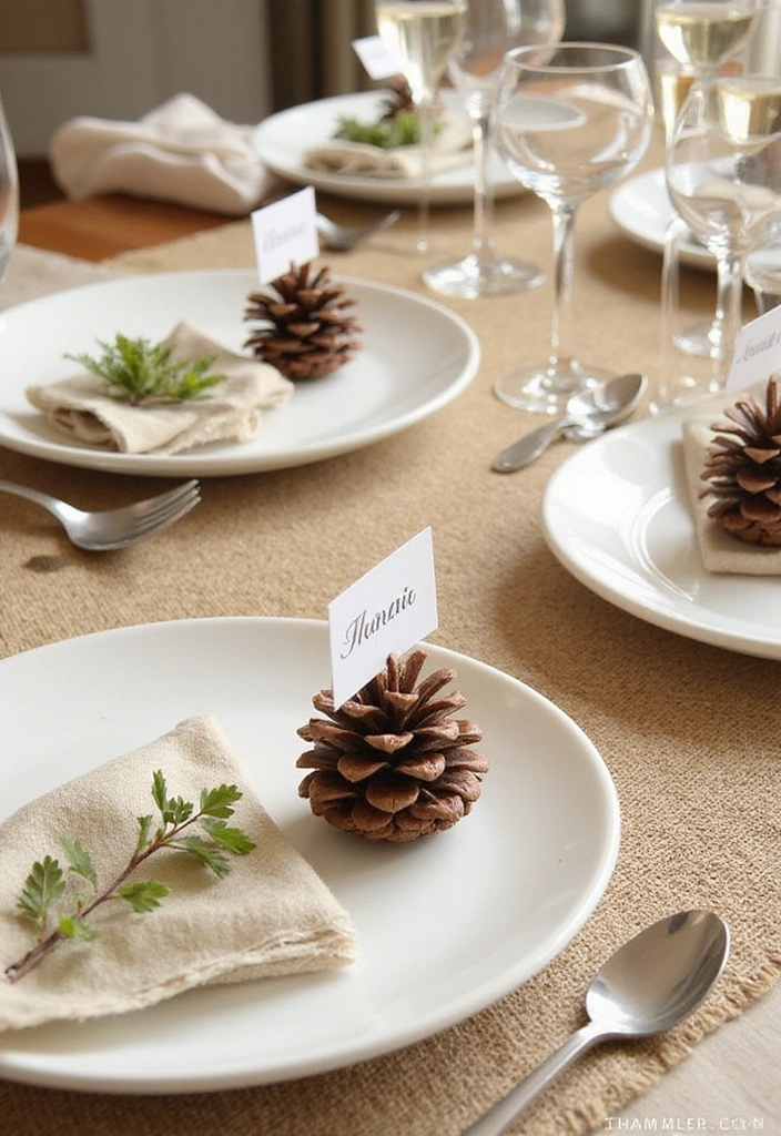 15 Pine Cone Decorations That’ll Transform Your Home into a Cozy Retreat! - 6. Pine Cone Place Card Holders