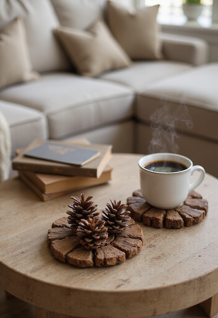 15 Pine Cone Decorations That’ll Transform Your Home into a Cozy Retreat! - 8. Pine Cone Coasters