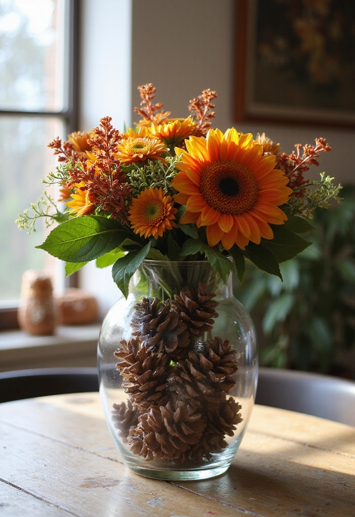 15 Pine Cone Decorations That’ll Transform Your Home into a Cozy Retreat! - 9. Pine Cone Flower Vases