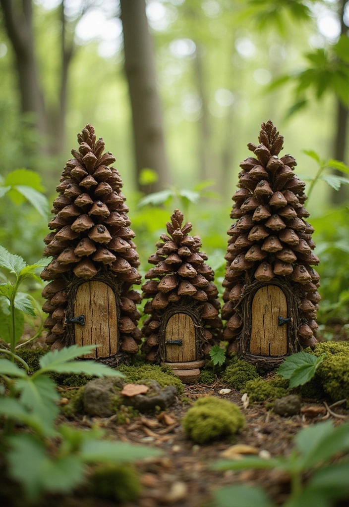 15 Stunning Pine Cone Crafts That Will Transform Your Home Decor! - 11. Pine Cone Fairy Houses