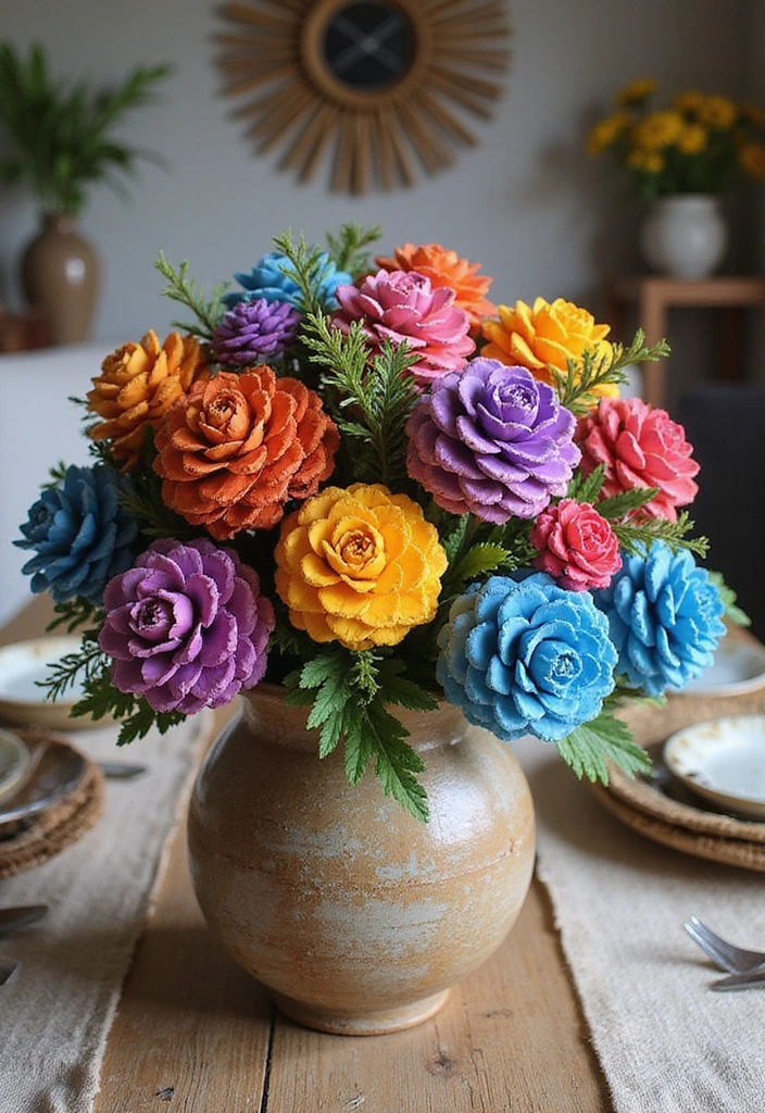 15 Stunning Pine Cone Crafts That Will Transform Your Home Decor! - 12. Pine Cone Flower Bouquets