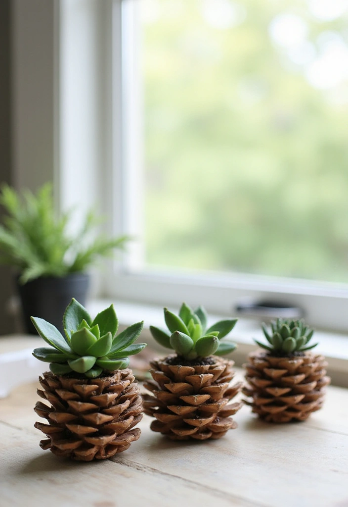 15 Stunning Pine Cone Crafts That Will Transform Your Home Decor! - 15. Pine Cone Planters