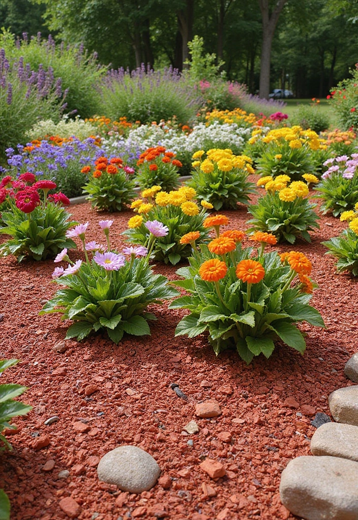 16 Budget-Friendly Red Mulch Landscaping Ideas That Look Luxe (Wait Till You See #10!) - 1. Elegant Flower Beds with Red Mulch