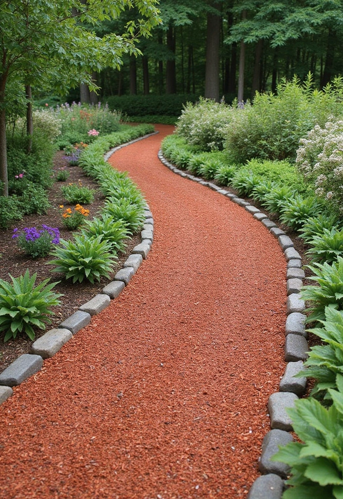 16 Budget-Friendly Red Mulch Landscaping Ideas That Look Luxe (Wait Till You See #10!) - 2. Chic Pathways with Red Mulch