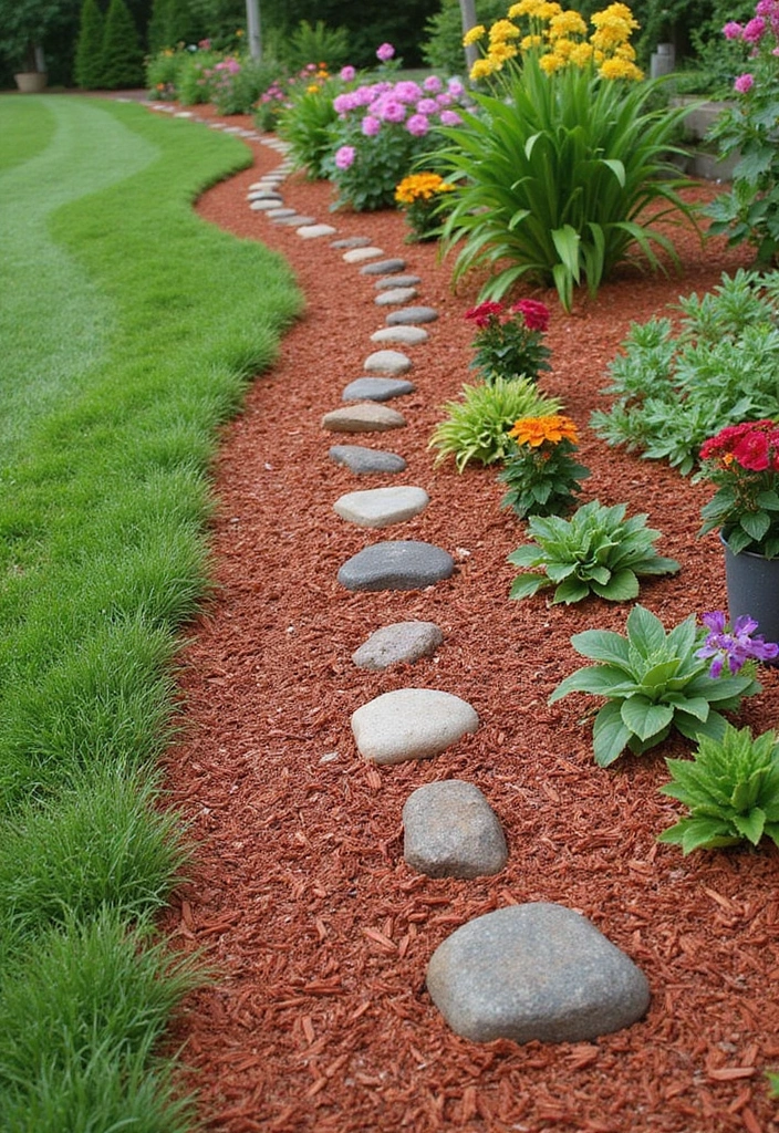 16 Budget-Friendly Red Mulch Landscaping Ideas That Look Luxe (Wait Till You See #10!) - 3. Decorative Garden Borders with Red Mulch