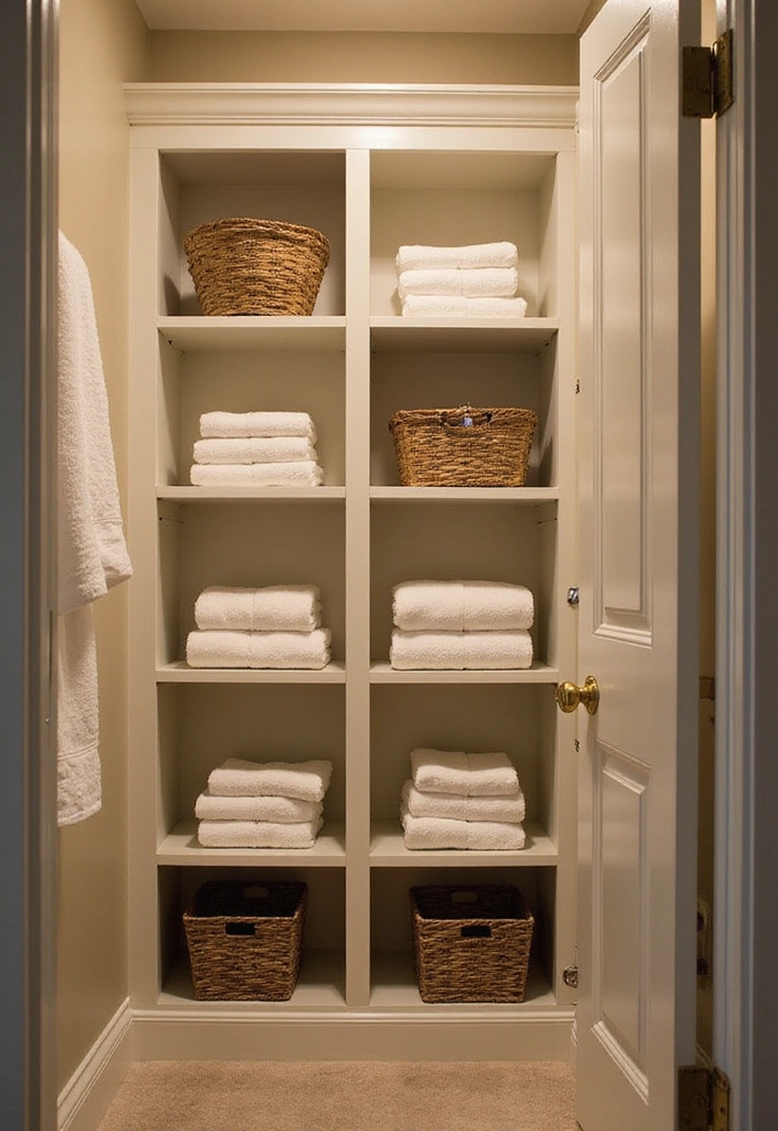 18 Luxurious Bathroom Storage Ideas That Make Your Space Feel Like a Spa! - 15. Elegant Linen Closets