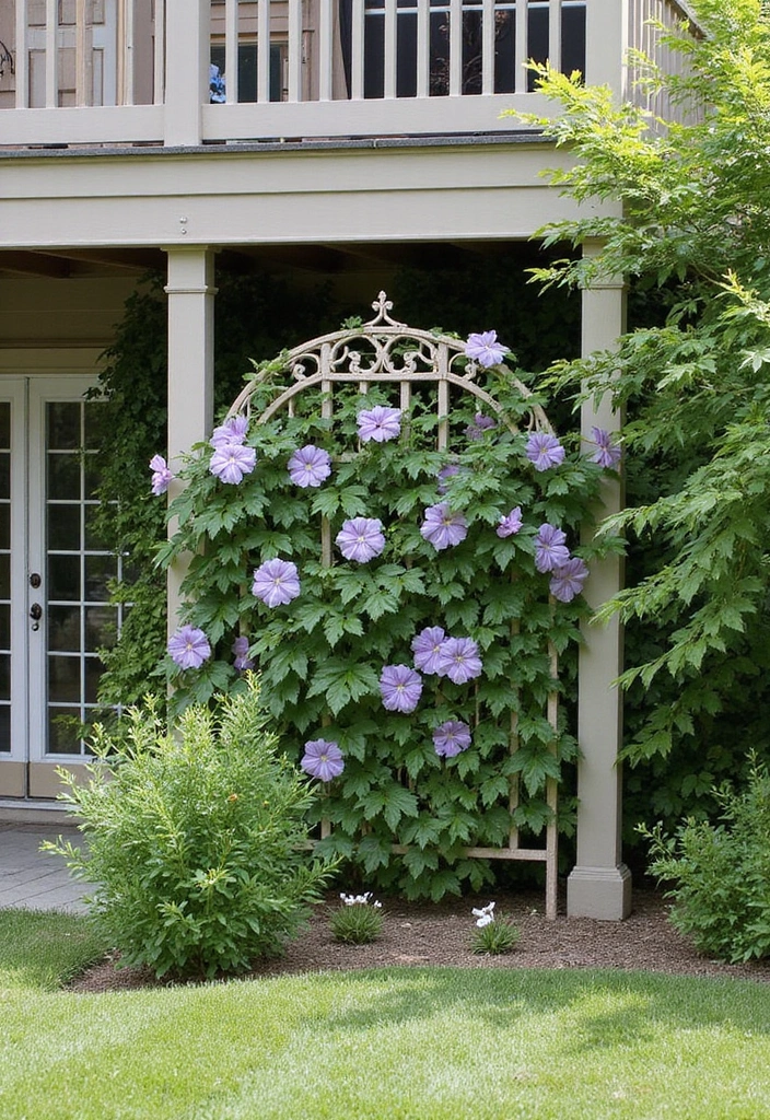 19 Unique Under Deck Landscaping Ideas for a Cool and Cozy Retreat! - 13. Decorative Trellises with Climbing Plants
