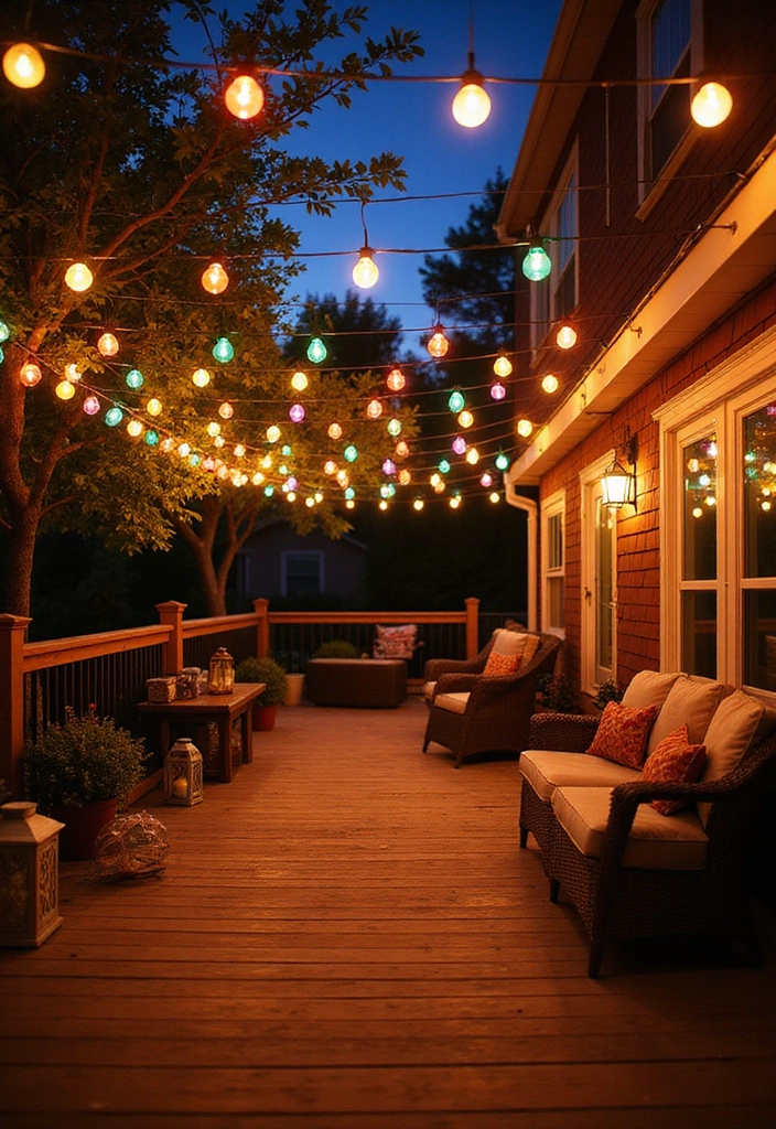 19 Unique Under Deck Landscaping Ideas for a Cool and Cozy Retreat! - 14. Colorful Outdoor Lighting