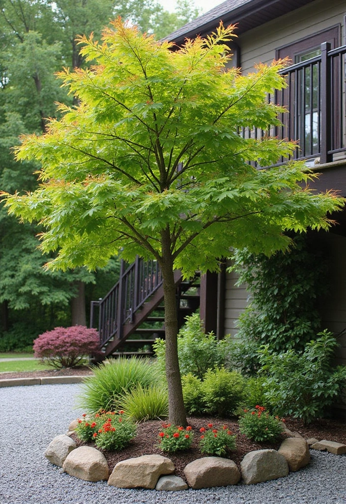 19 Unique Under Deck Landscaping Ideas for a Cool and Cozy Retreat! - 7. Shade-Providing Trees