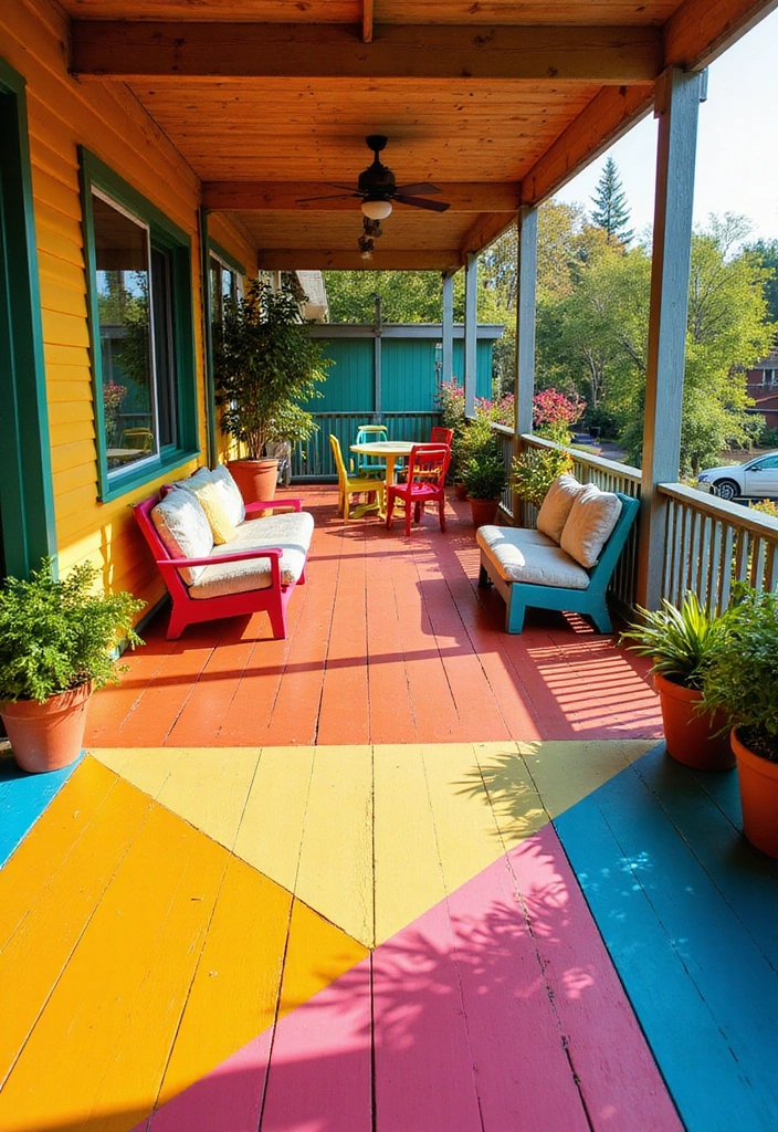20 DIY Under Deck Landscape Projects That Won't Break the Bank (You’ll Love #16!) - 11. Painted Deck Floor