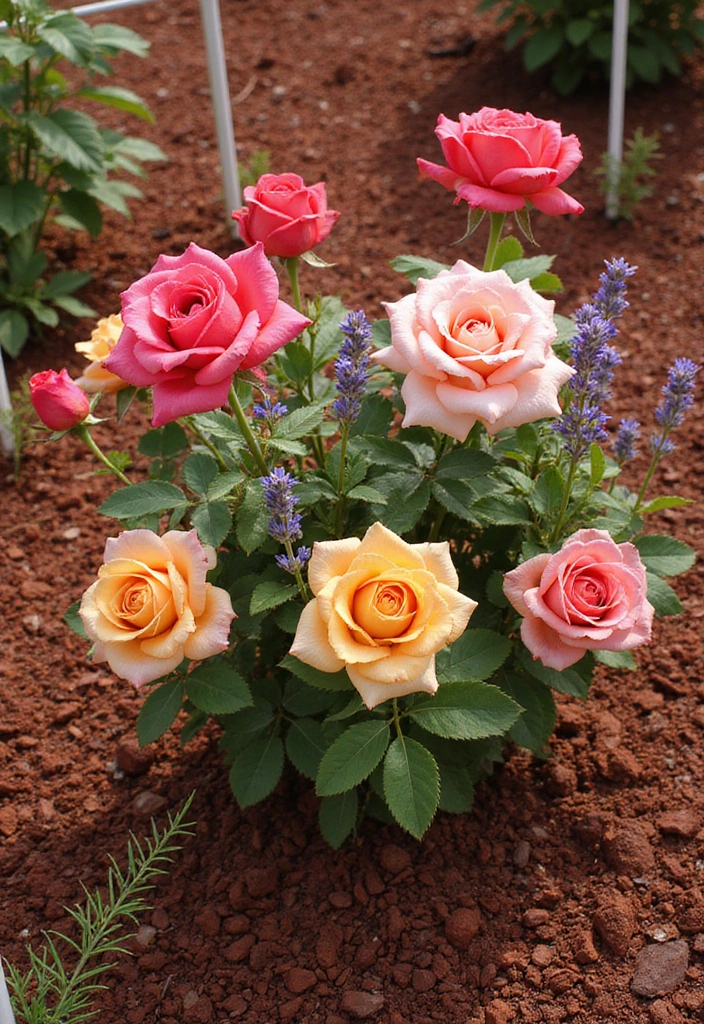 20 Gorgeous Flower Bed Ideas with Red Mulch That Will Wow Your Neighbors! - 1. Classic Roses and Red Mulch