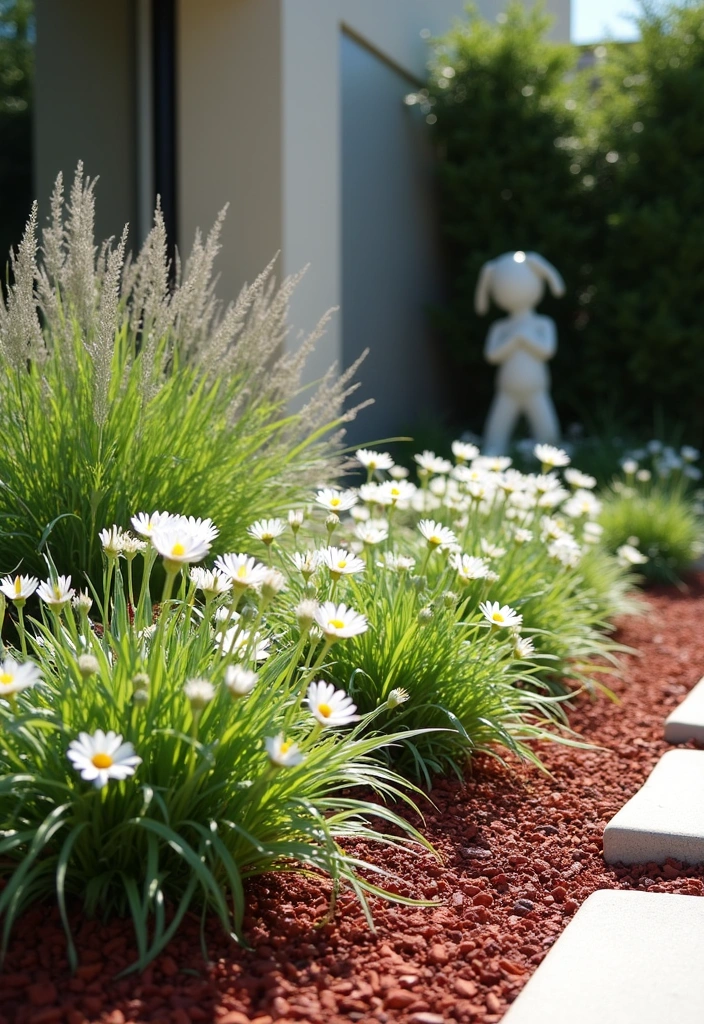 20 Gorgeous Flower Bed Ideas with Red Mulch That Will Wow Your Neighbors! - 10. Modern Minimalism