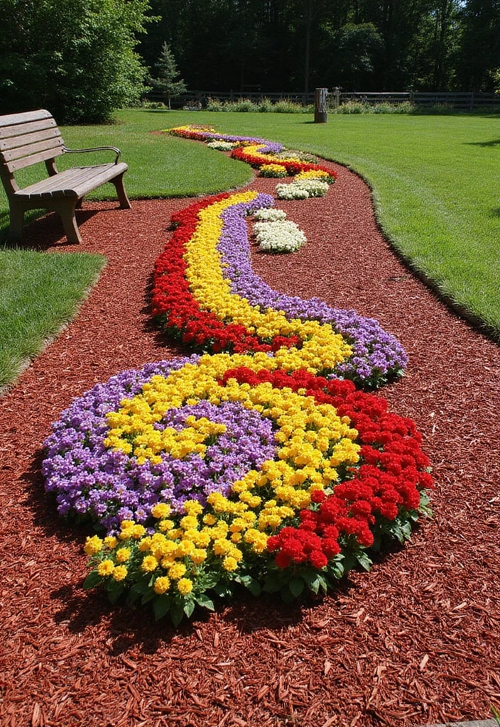 20 Gorgeous Flower Bed Ideas with Red Mulch That Will Wow Your Neighbors! - 19. Artistic Flower Arrangements