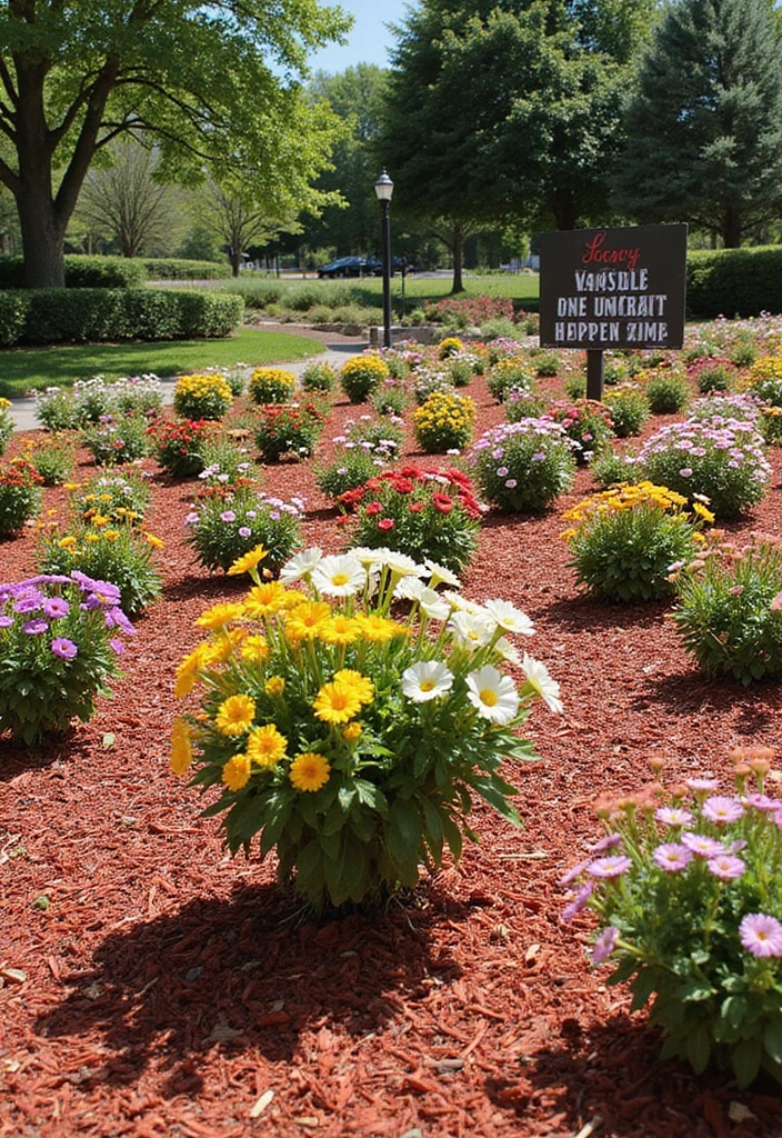 20 Gorgeous Flower Bed Ideas with Red Mulch That Will Wow Your Neighbors! - 20. Community Garden Inspiration