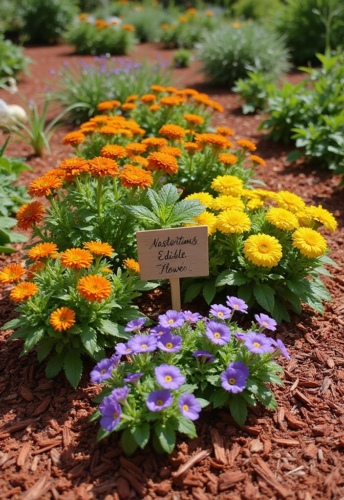 20 Gorgeous Flower Bed Ideas with Red Mulch That Will Wow Your Neighbors! - 8. Edible Flower Bed