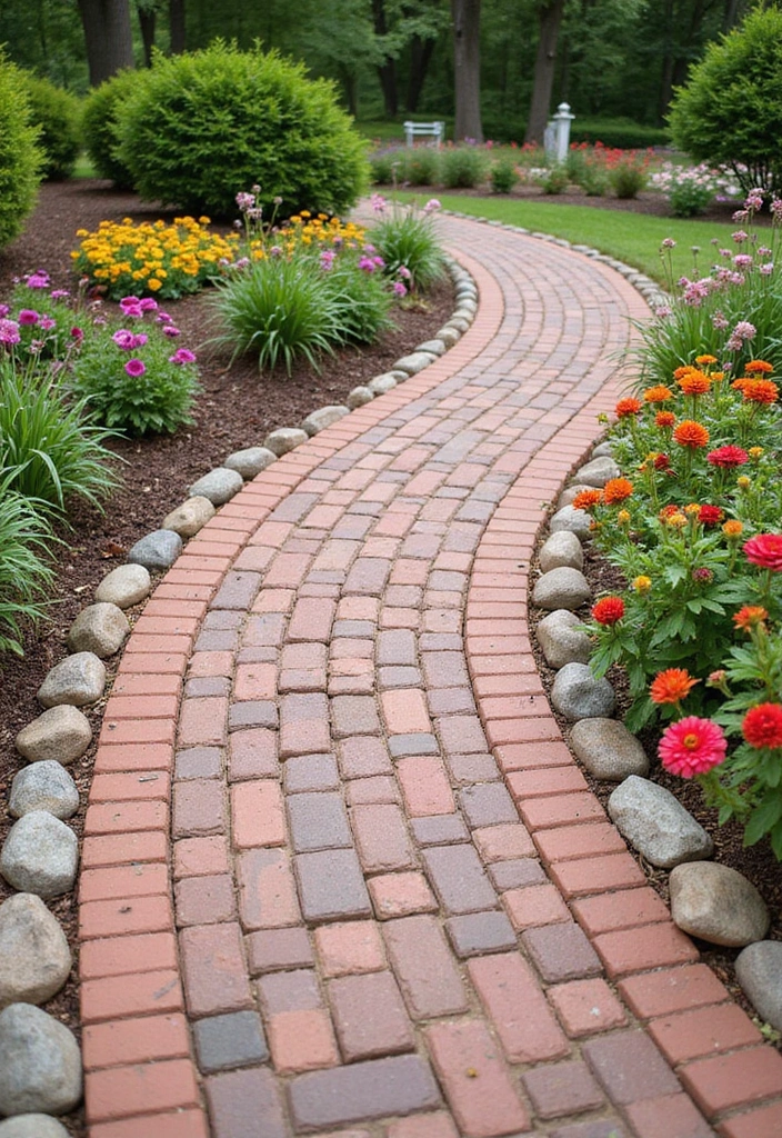 21 Budget-Friendly Paver Walkway Ideas That Look Like a Million Bucks (Wait Until You See #12!) - 14. Simple Brick Path with Borders