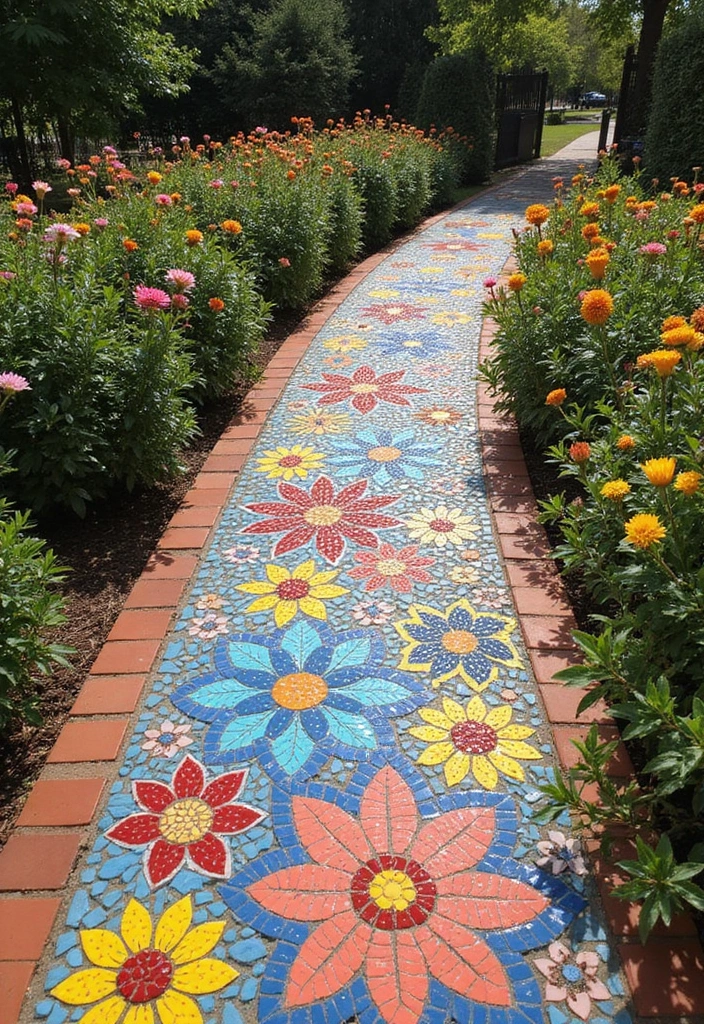 21 Budget-Friendly Paver Walkway Ideas That Look Like a Million Bucks (Wait Until You See #12!) - 18. Decorative Mosaic Tiles