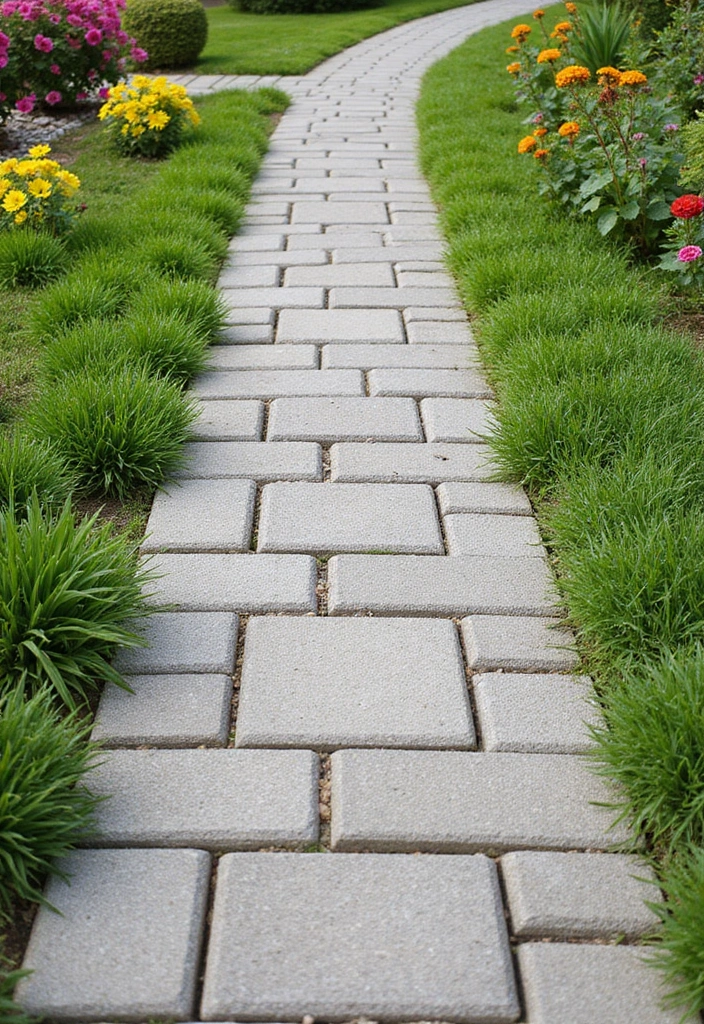 21 Budget-Friendly Paver Walkway Ideas That Look Like a Million Bucks (Wait Until You See #12!) - 20. Simple Concrete Block Path
