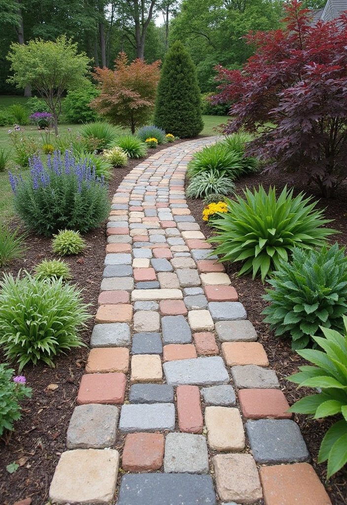 21 Budget-Friendly Paver Walkway Ideas That Look Like a Million Bucks (Wait Until You See #12!) - 21. Creative Upcycled Pathway