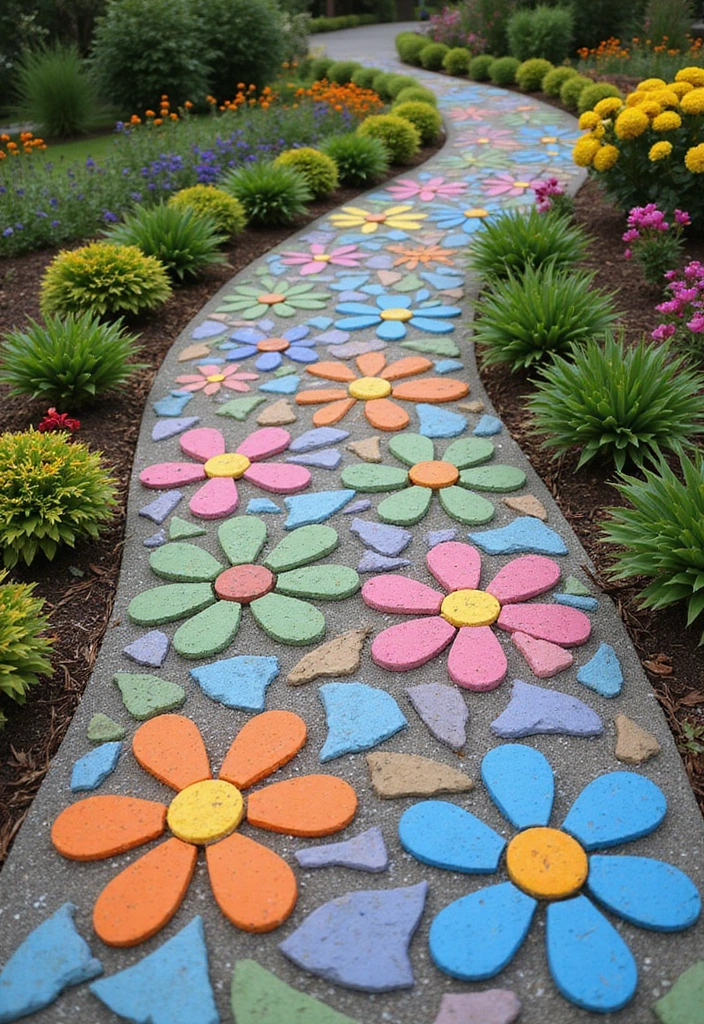 21 Budget-Friendly Paver Walkway Ideas That Look Like a Million Bucks (Wait Until You See #12!) - 5. Colorful Paver Mosaic