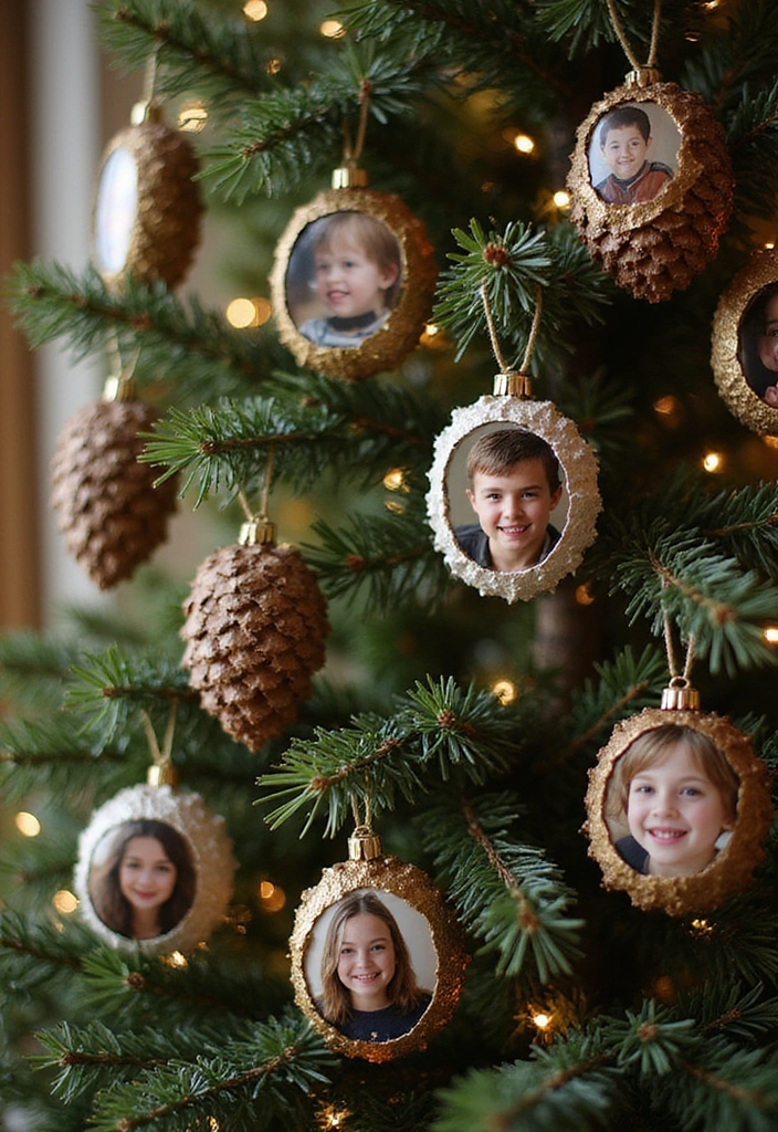 25 Handmade Pine Cone Ornaments That Will Make Your Tree Shine Bright This Christmas! - 12. Pine Cone Photo Ornaments