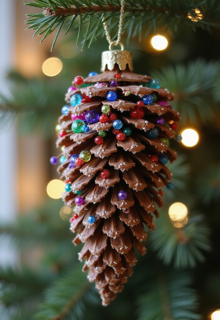 25 Handmade Pine Cone Ornaments That Will Make Your Tree Shine Bright This Christmas! - 16. Pine Cone with Beads